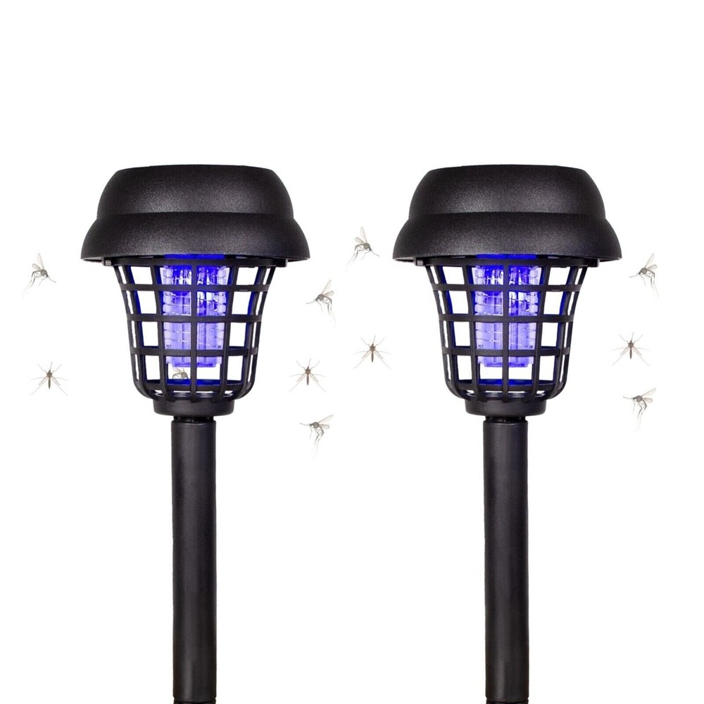 2 in 1 Solar Insect Zapper with 2 light Settings Stakes Mosquito Killer (2 Pack)