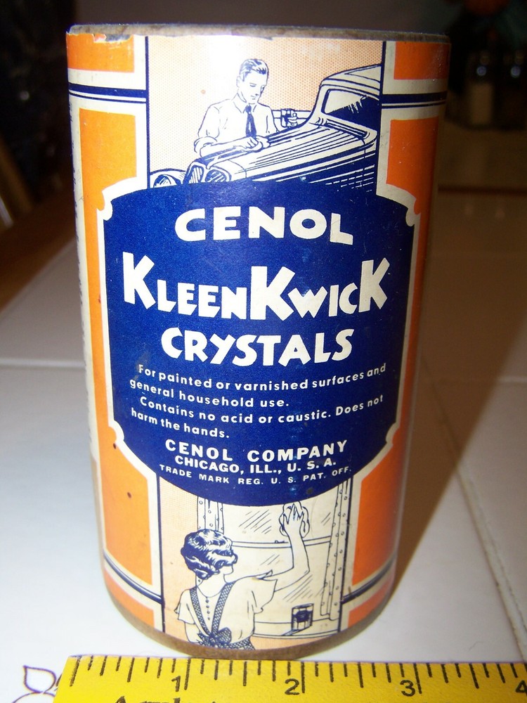 Vintage Cenol KleenKwick Crystals Can Very Old 5" Partial Full