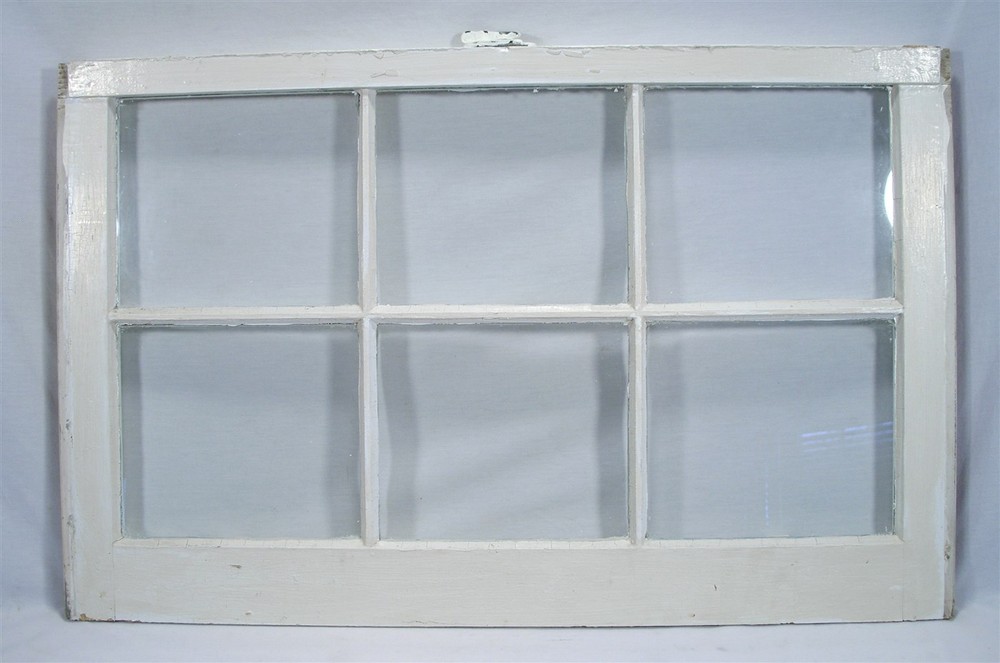 ANTIQUE 6 PANEL RECTANGULAR WOOD WINDOW DISTRESSED DECORATOR WALL ART PAIR SET