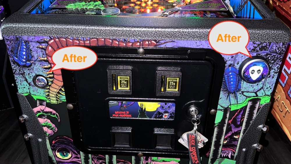 Alice Cooper's Nightmare Castle Pinball  Start &  Launch Button Mod Spooky