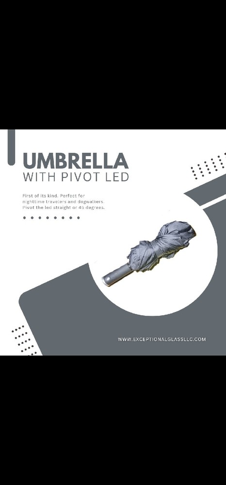 Umbrella with Pivoting LED light - Portable - Black