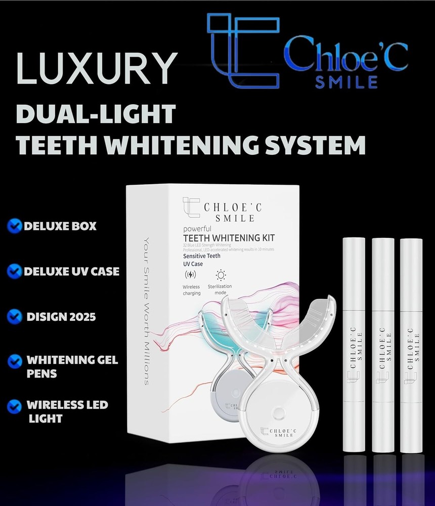 Teeth Whitening Kit Professional with UV Case LED Light for Sensitive Teeth Fast