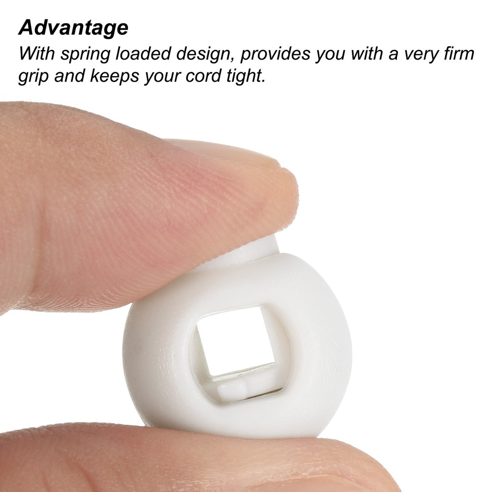 Cord Locks, 30 Pack Ball Spring Toggle Stopper, White