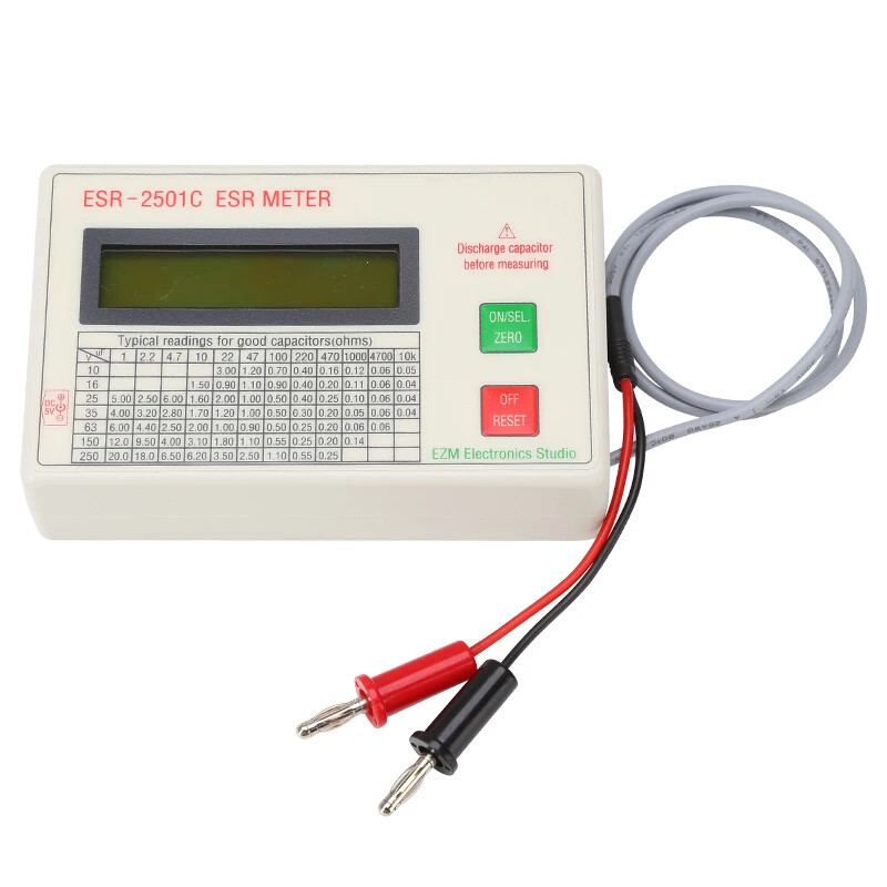 Capacitor ESR DCR Tester Test In Circuit Capacitance Meter With Test Leads Clip