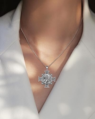 925 Sterling Silver Two-Sided Saint Benedict Necklace