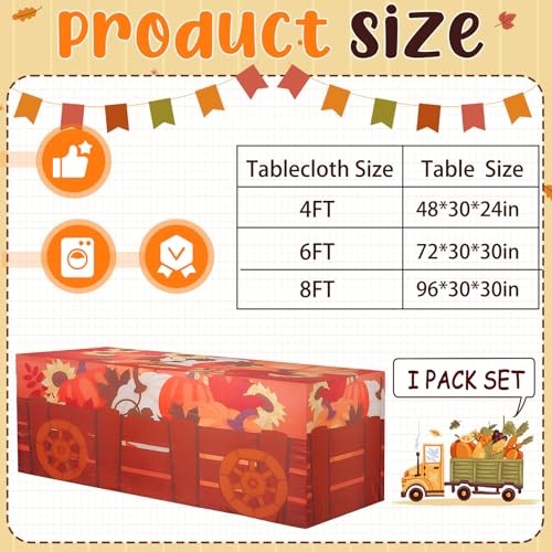 6FT Thanksgiving 72" x 30" (Rectangular) Orange-thanksgiving Pumpkin