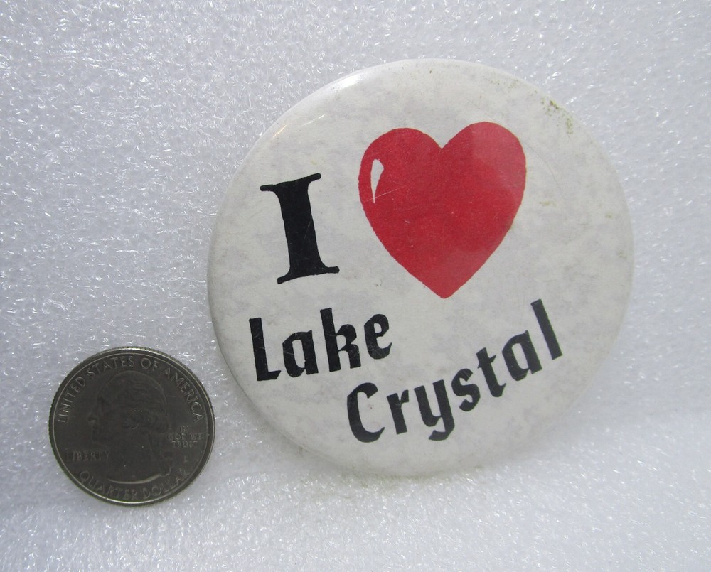 I Love Lake Crystal Button Pin