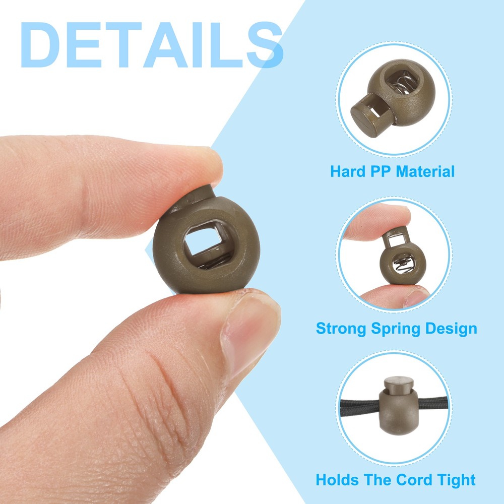 10pcs Plastic Cord Lock Single Hole Toggle Stopper, Light Olive Green