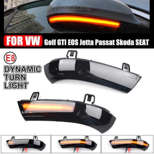 Side Mirror Turn Signal Indicator Dynamic Sequential LED Light for VW Black
