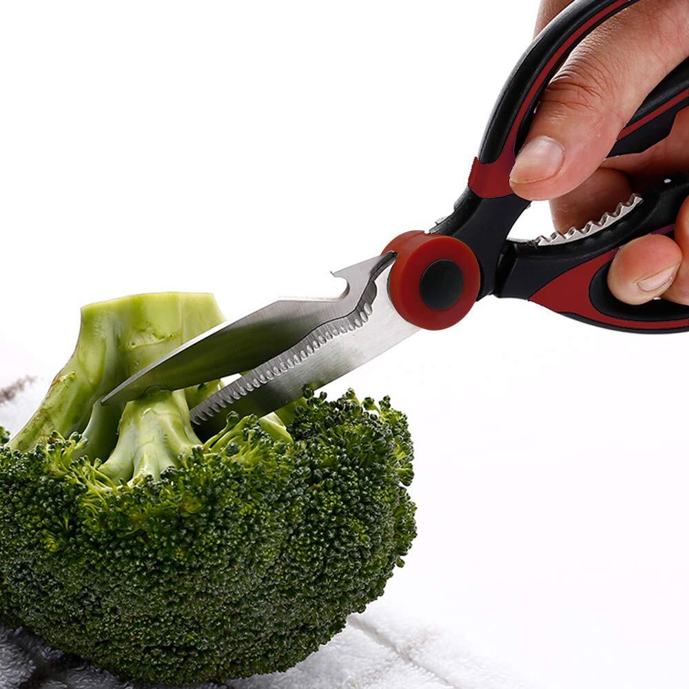 Red Black Kitchen Shears Heavy Duty Stainless Steel Multi-Function Scissors
