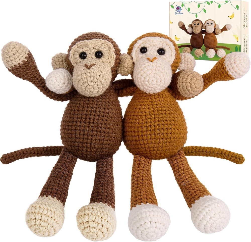 Beginner-Friendly Crochet Kit with Step-by-Step Tutorials - Amigurumi Monkey