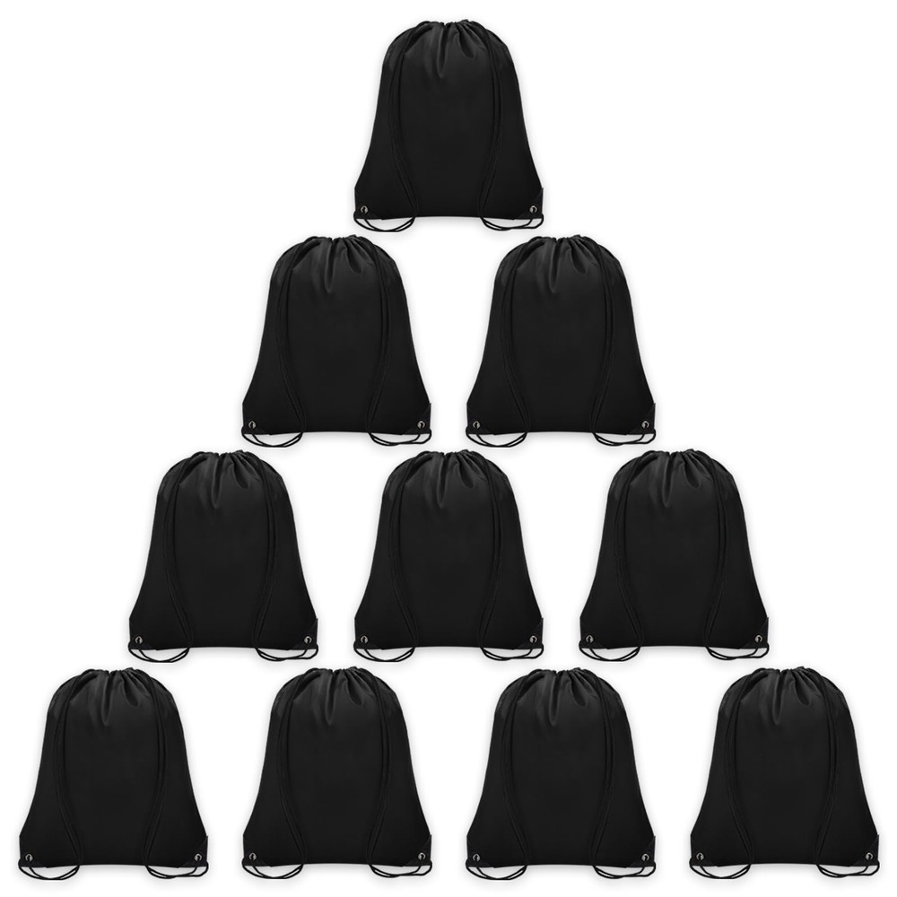 Grneric 10Pcs Drawstring Backpack Bulk Cinch Bag, Small, Black