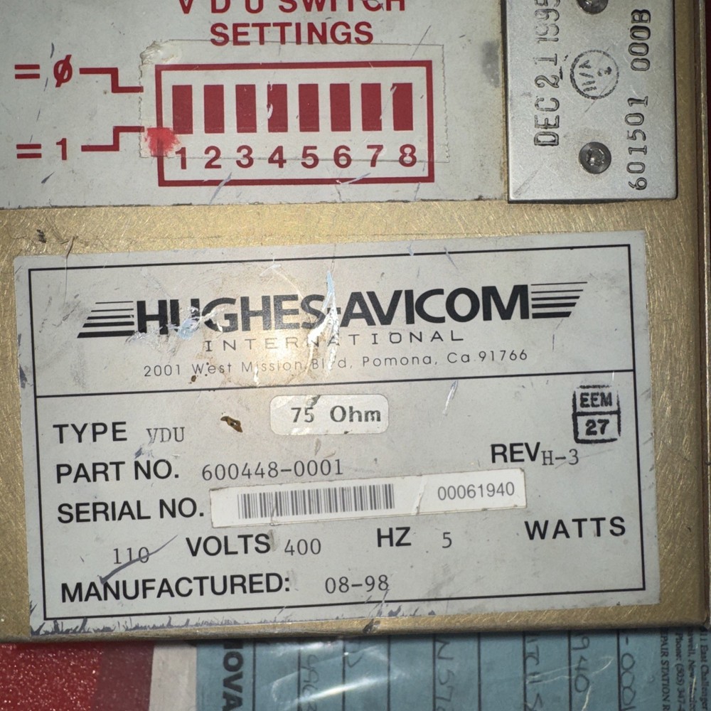 Hughes-Avicom VDU Switch Settings Unit bin32