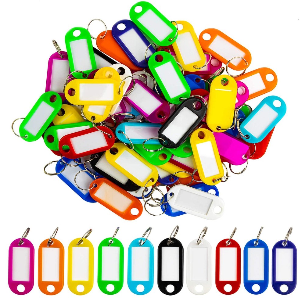 Sukh 60 Pcs Key Ring Tags - Key Tags Plastic Assorted Colours,Iden