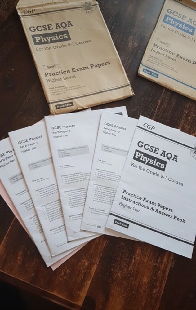 GCSE AQA Physics CGP Bundle- revision guide, revision & practice (&papers) exam