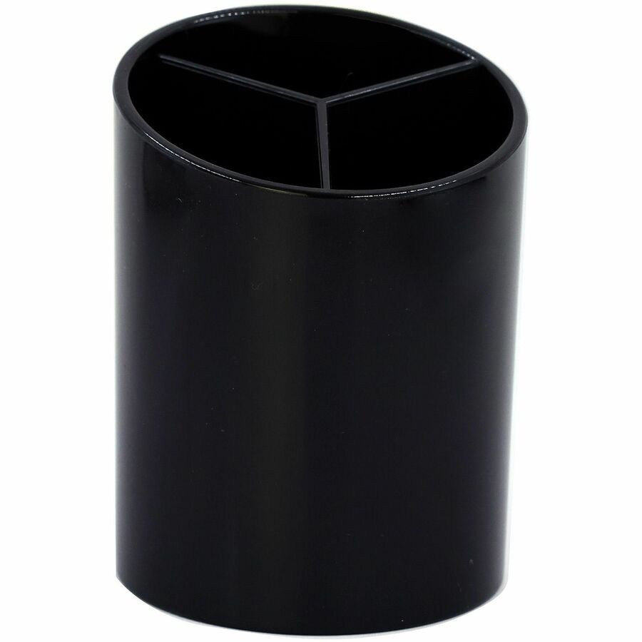 Business Source BSN32355 Pencil Cup 3 Compartment Black Plastic