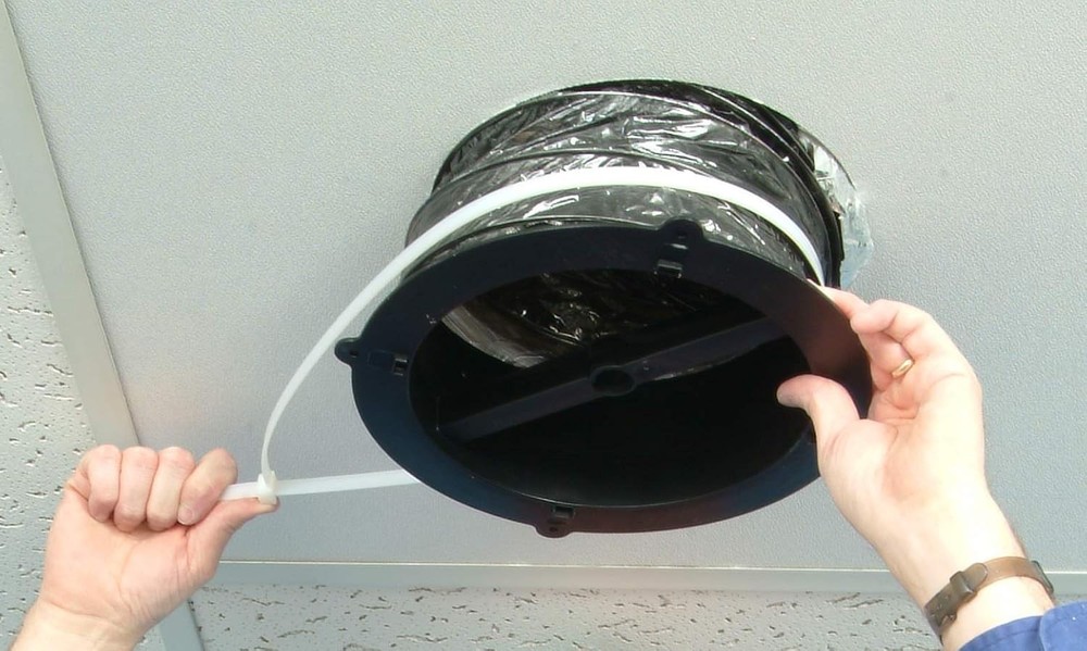 HaVACo 12in Square Ceiling Diffuser w/ 8in Boot Damper White