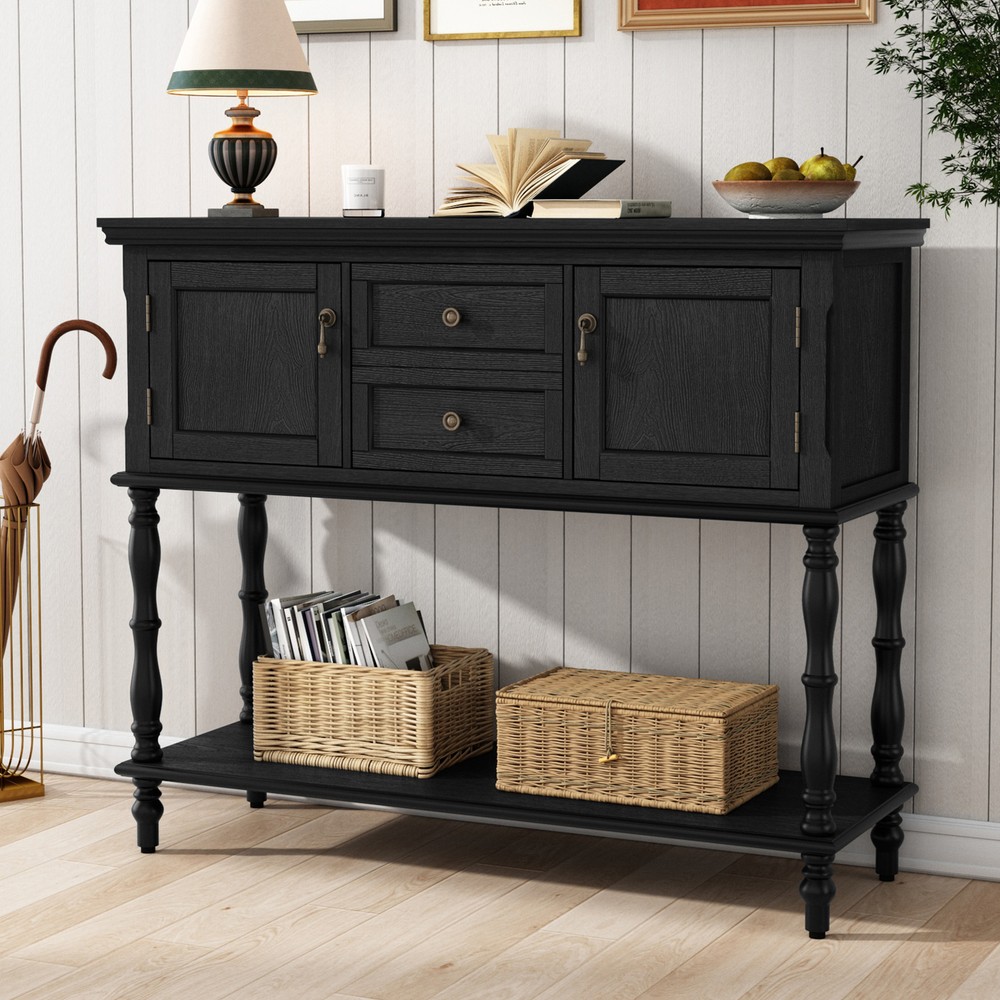 Sideboard Storage Dining Buffet Cabinet Console Table with Shelf&Drawers Black