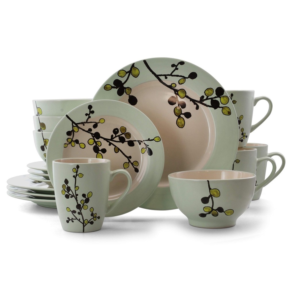 RETROBLOOM Retro Bloom 16 Piece Luxurious Stoneware Dinnerware with Complete ...