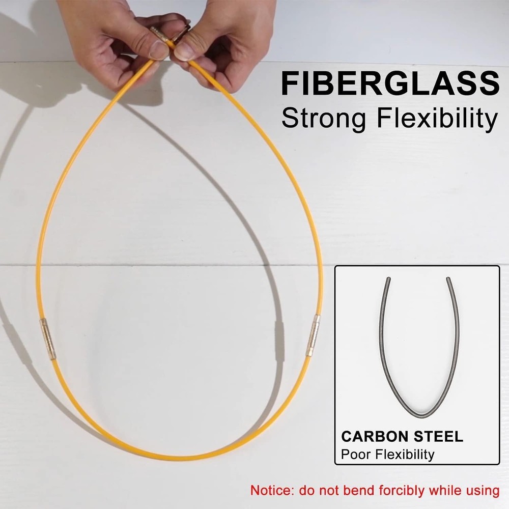 33' Fiberglass Running Electrical Wire Cable Pulling Fish Tape kit with 5 differ