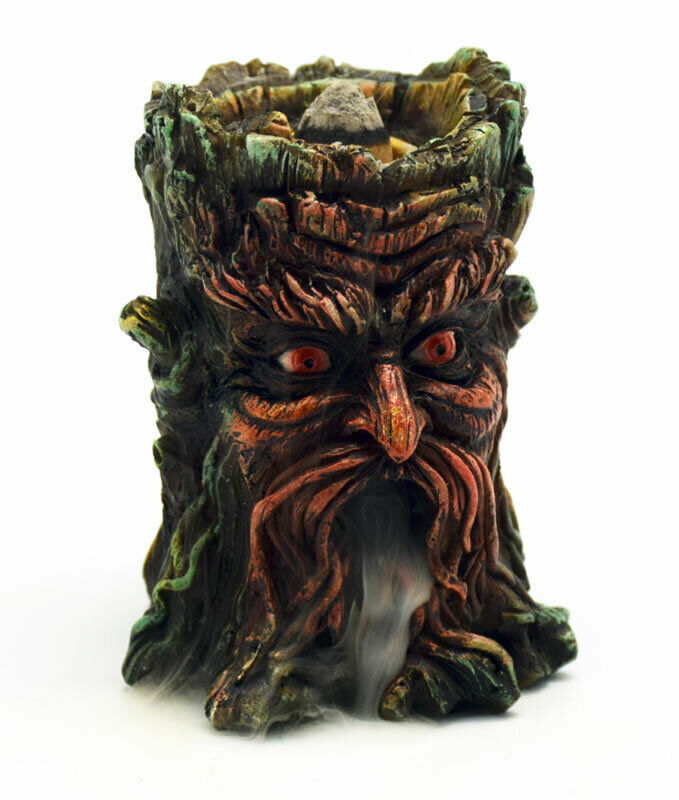 Tree Stump Face Mini Backflow Incense Burner, 3.5" Inches Tall