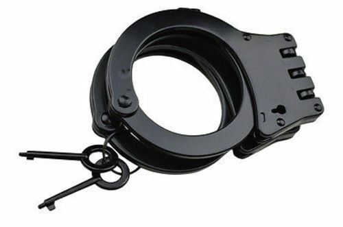 Black Steel Hinged Heavy Duty Handcuffs