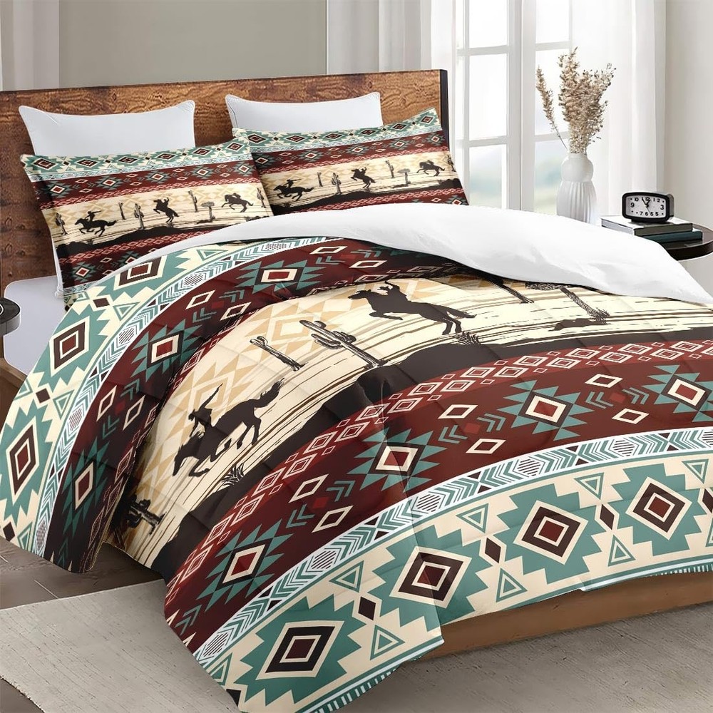 WeCozy Full Size Comforter Set with 2 Pillowcases, Tribal Full, Multi 12