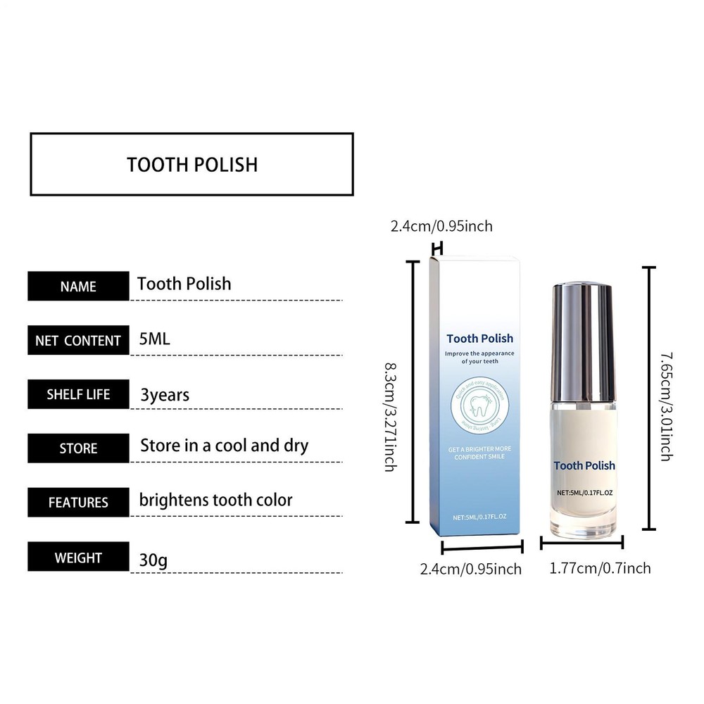 Tooth Polish Gentle Stain Remove Toothpaste 5ml White Tooth Polish