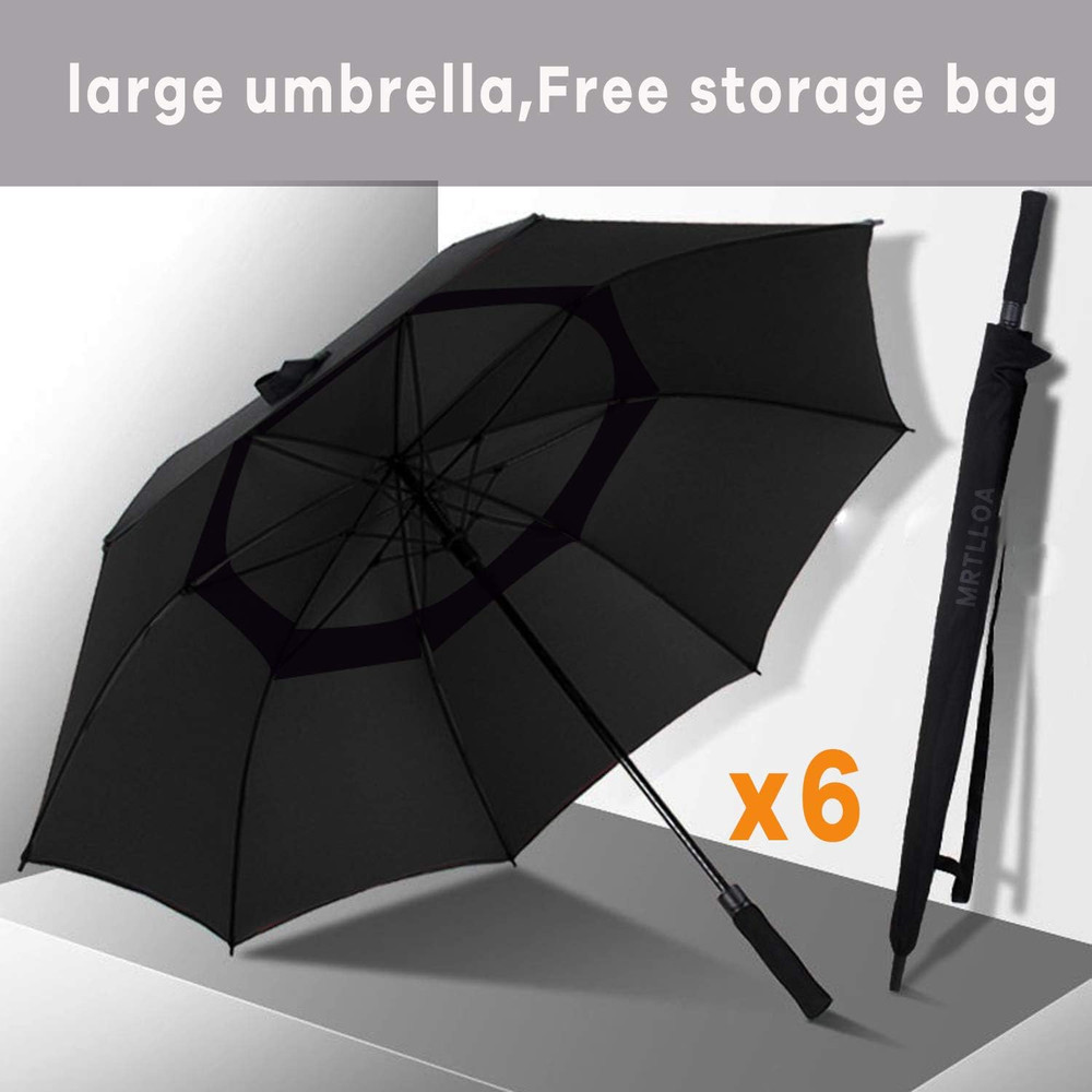 6 Pack Golf Umbrella 62/68 Inch Large Oversize Double Canopy Vented Automatic Op