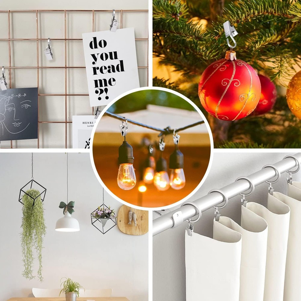Curtain Clips 100 Pack Stainless Steel Light Clips for Outside String Lights