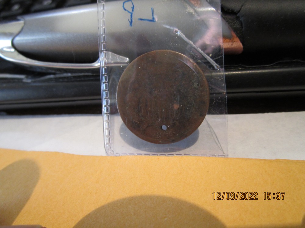 1864 2 Cent Piece Small Motto  AG has a hole