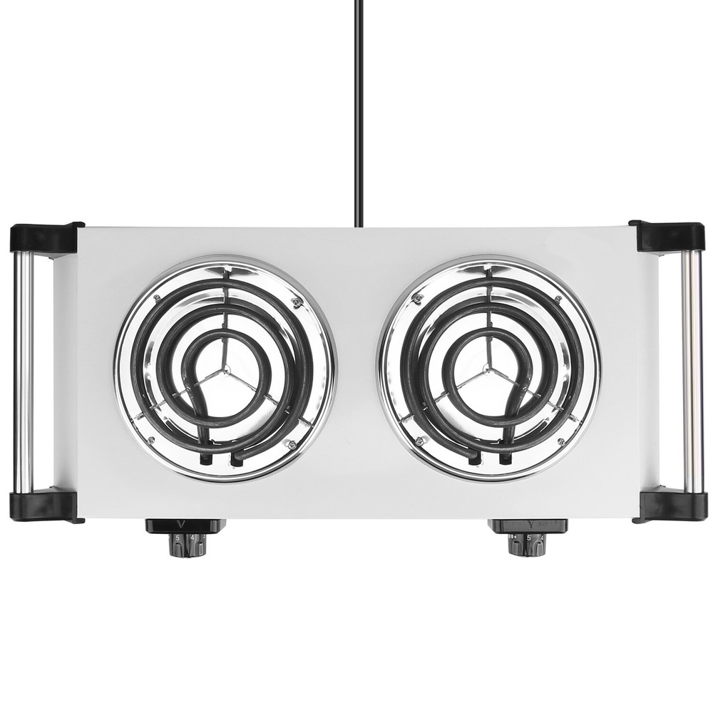 Powerful Dual Burner Coil Heating Hot Plate Stove w/ Adjustable Temperature