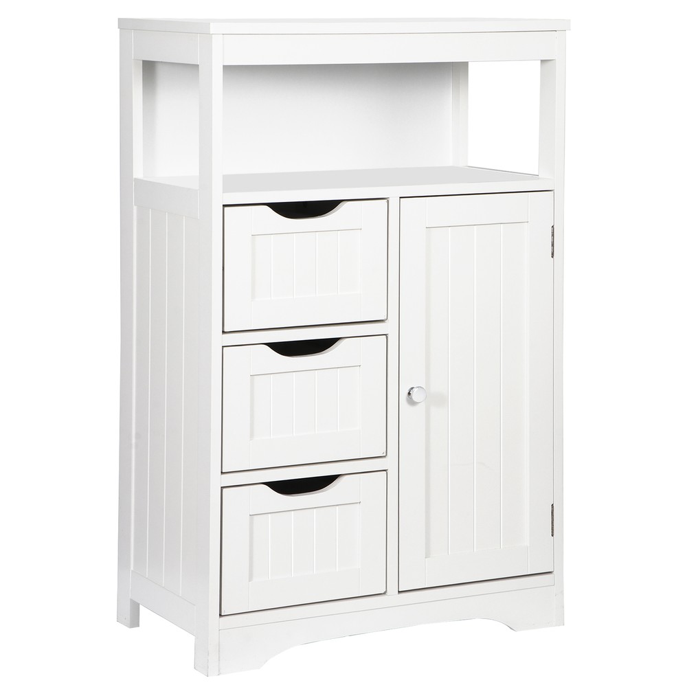 Bathroom Floor Cabinet Freestanding Adjustable Storage Cabinet White Cupboard