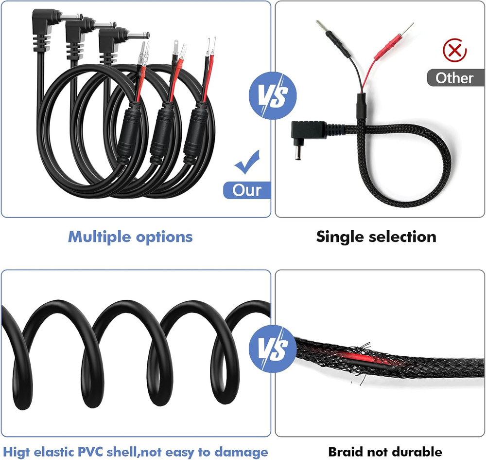 Radar Detector Hardwire Power Cord, Rearview Mirror Plug Cable, with Inline Fuse
