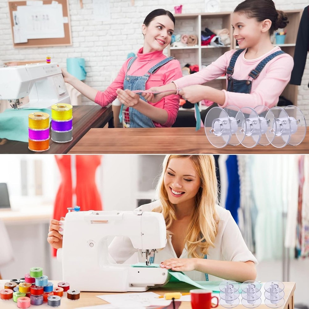 50 Clear Plastic Bobbins for Sewing Machines - Ultimate Compatibility