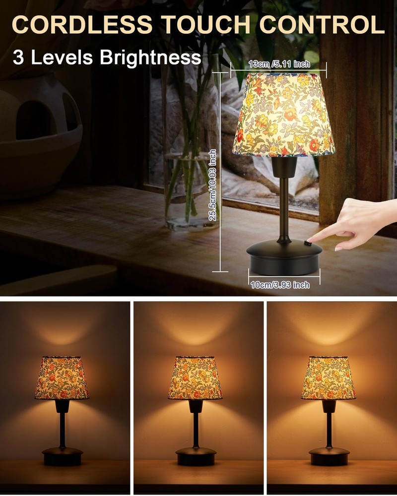 2 Pack Small Cordless Table Lamps for Restaurant Dinner 10.03" H, 2