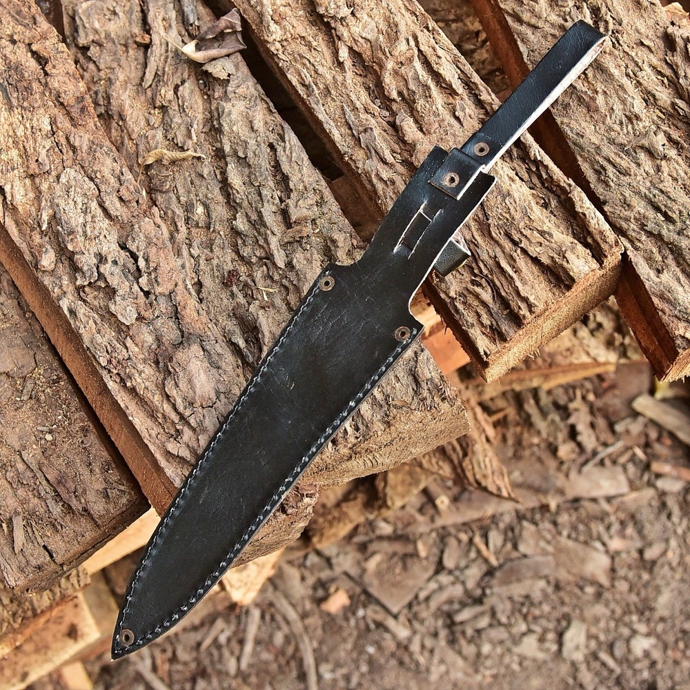 Dagger Fixed blade Knife Black Leather Handmade Sheath Holster Knife Belt Loop