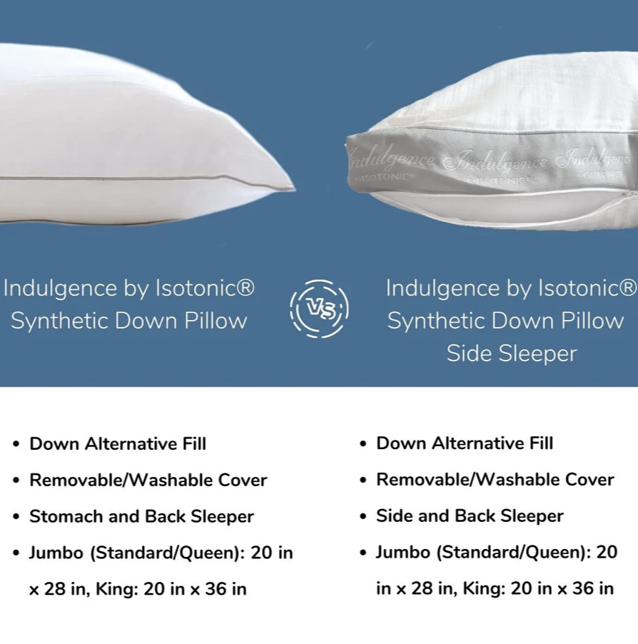 Indulgence by Isotonic Synthetic Down Side Sleeper Pillow