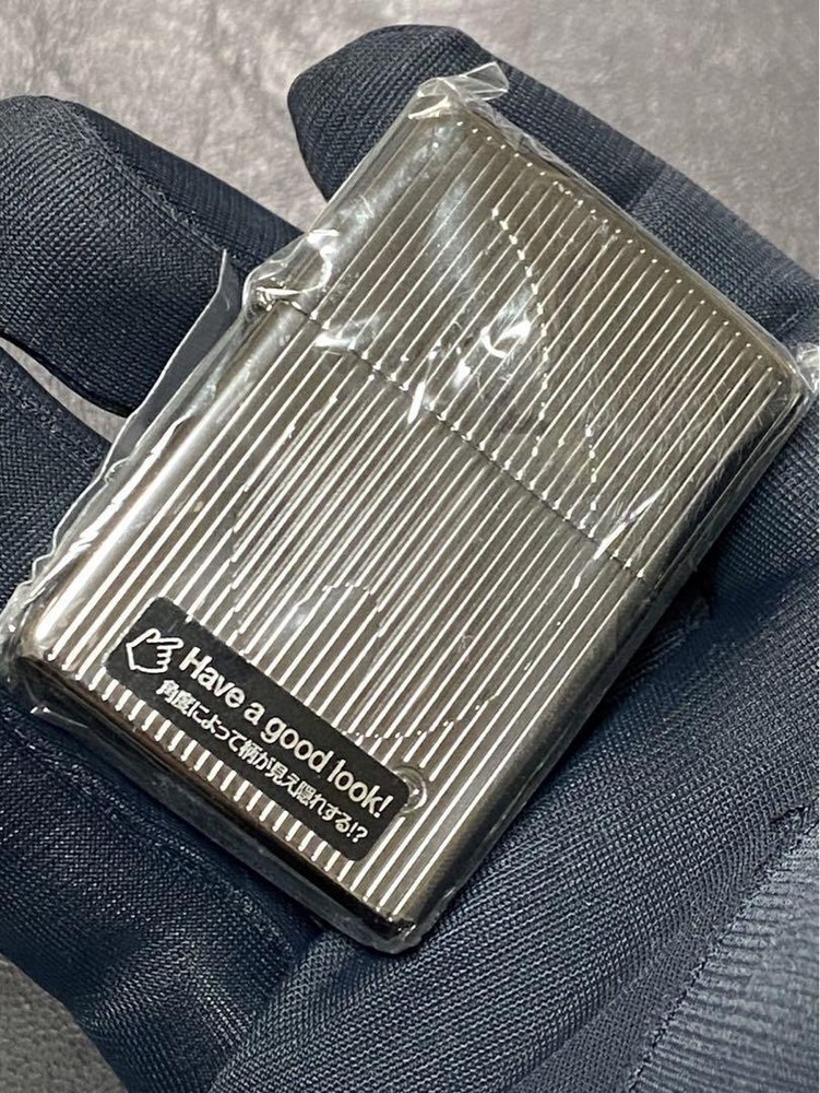 Zippo Fire Stripe Silver Etching One Sided Processing Lighter Regular Japan