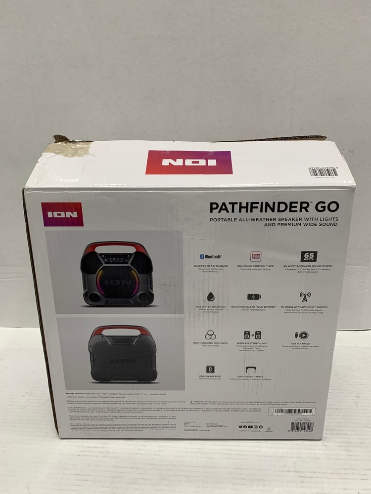 ION Pathfinder Go Portable Outdoor Bluetooth Speaker