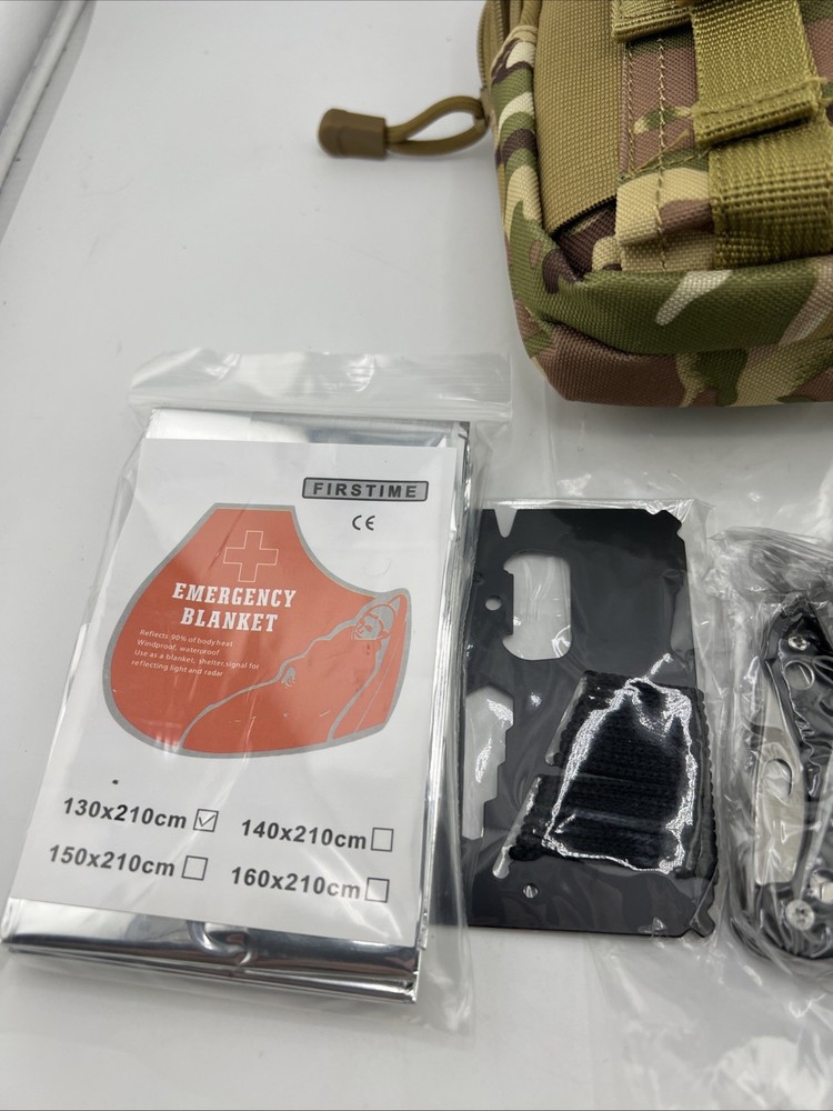 Stauer Desert Camo Emergency Survival Kit Multi Tool Flashlight Emergency Bl....