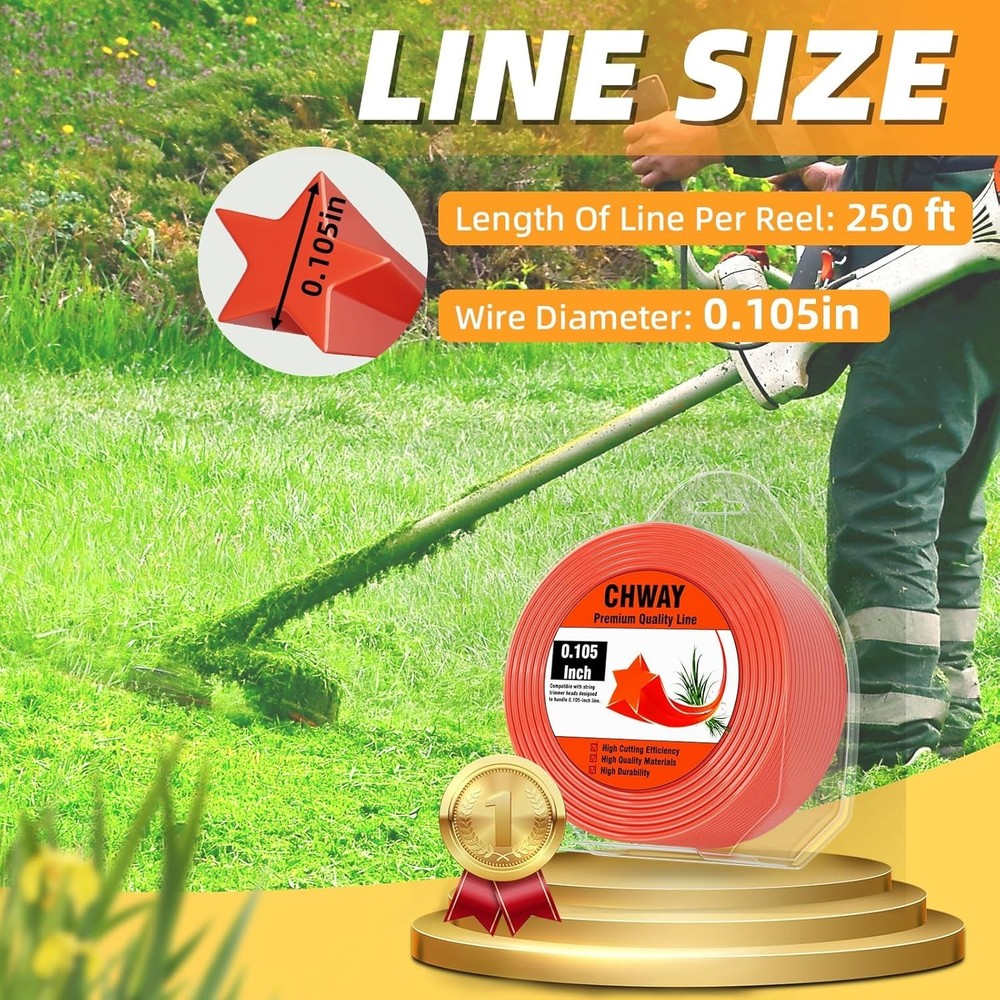105 Weed Eater String, 120-feet Pentagram Shape Heavy Duty String, for Electr...