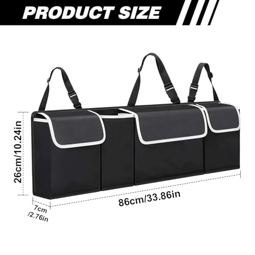 Car Trunk Organizer, Trunk Hanging Large Storage with Adjustable Style2 Black