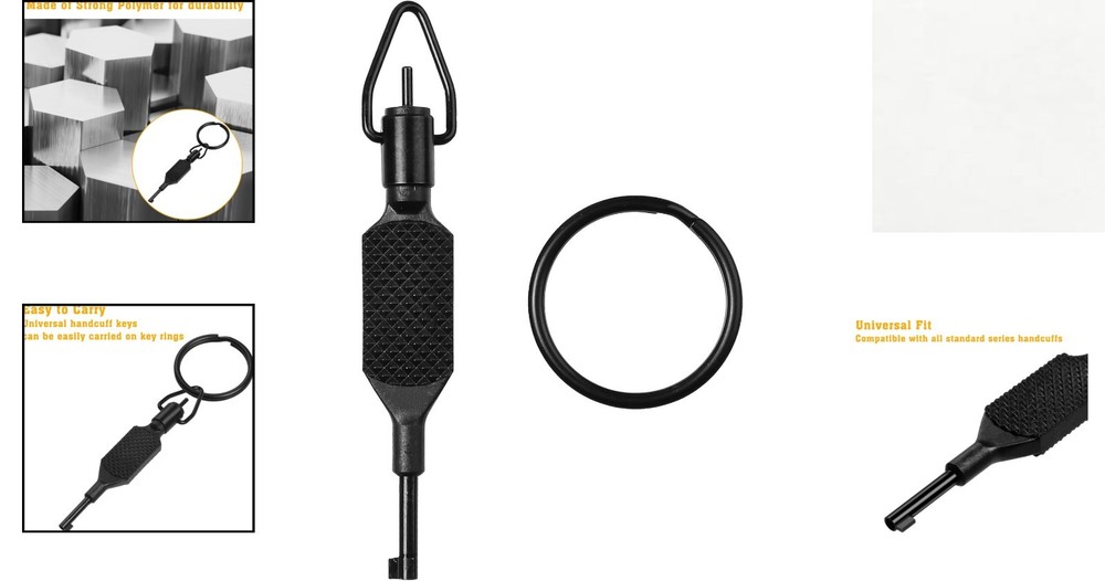 Compact 4-Inch Polymer Handcuff Key with Detachable Keyring for Easy Access