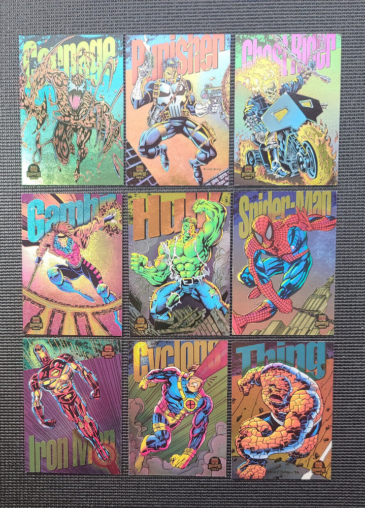 1994 Marvel Universe - Power Blast  (Rainbow) - 9 Card Complete Set