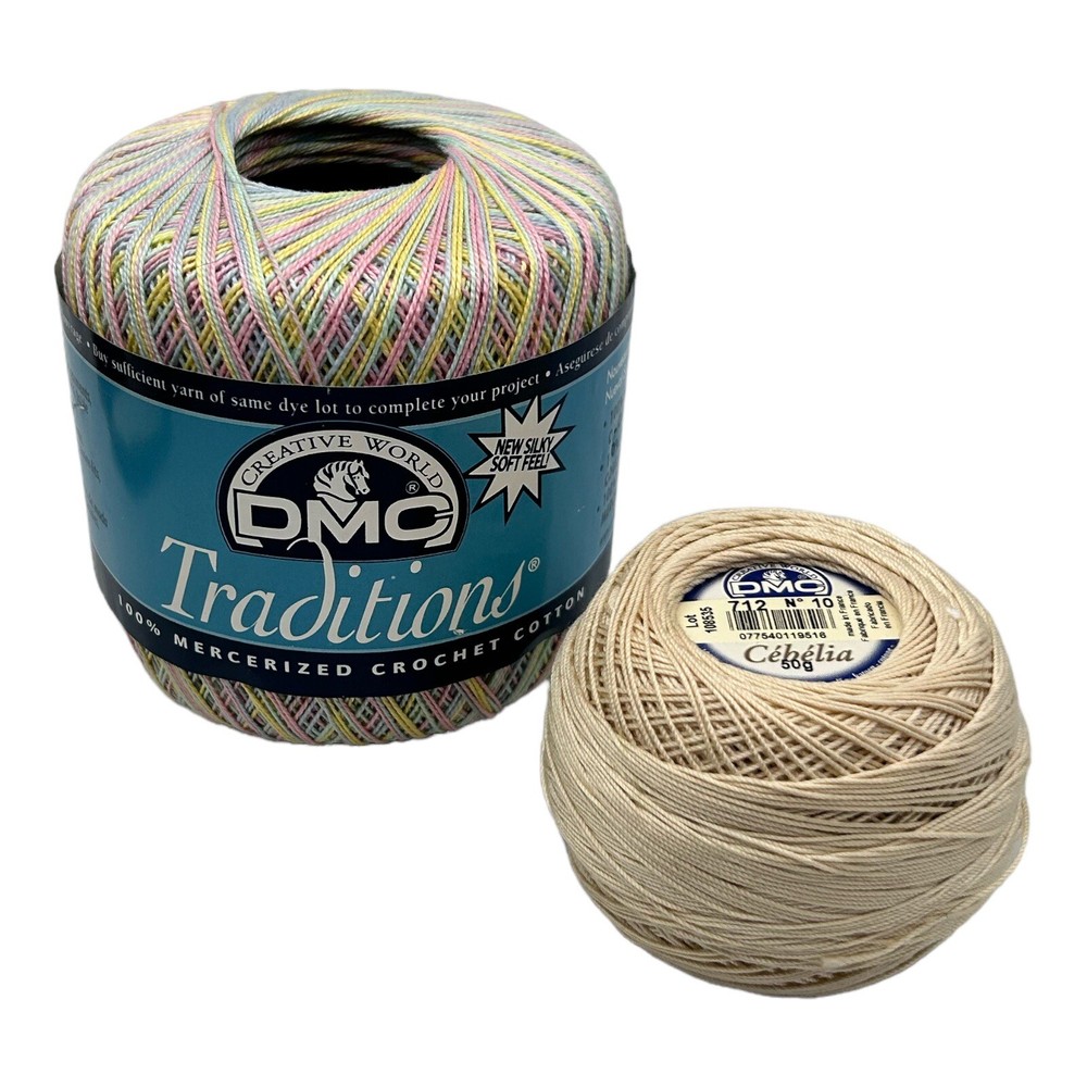 DMC Traditions Crochet Multicolor & DMC Cebelia Cream Thread Size 10 - Preowned