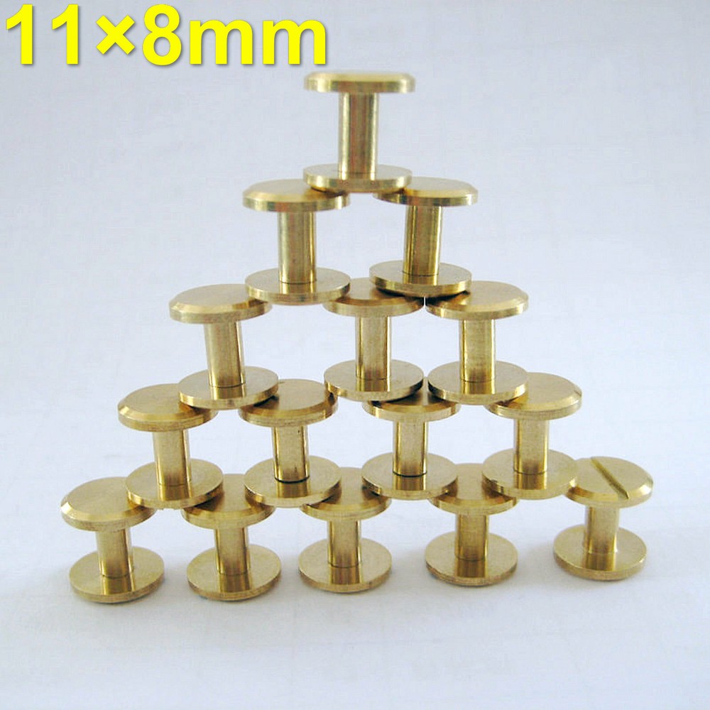Solid Brass Button Stud Screw Nail Screw back Leather Rivet Belt 8mm 20/50PK