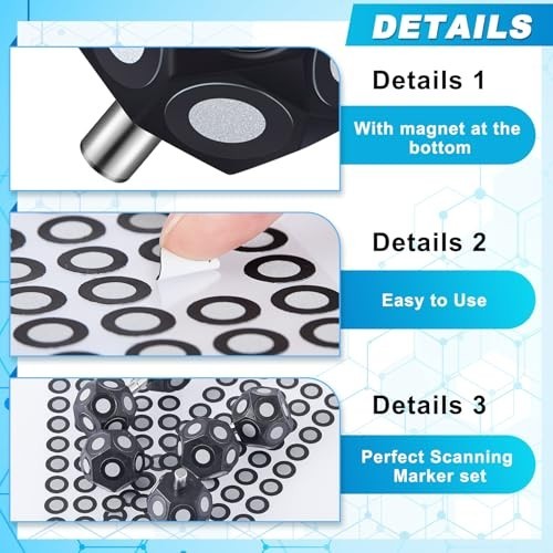 6 Pcs Multi-Angle Marker Set - 100 Point 6.0mm Dot Stickers for 3D Scanning