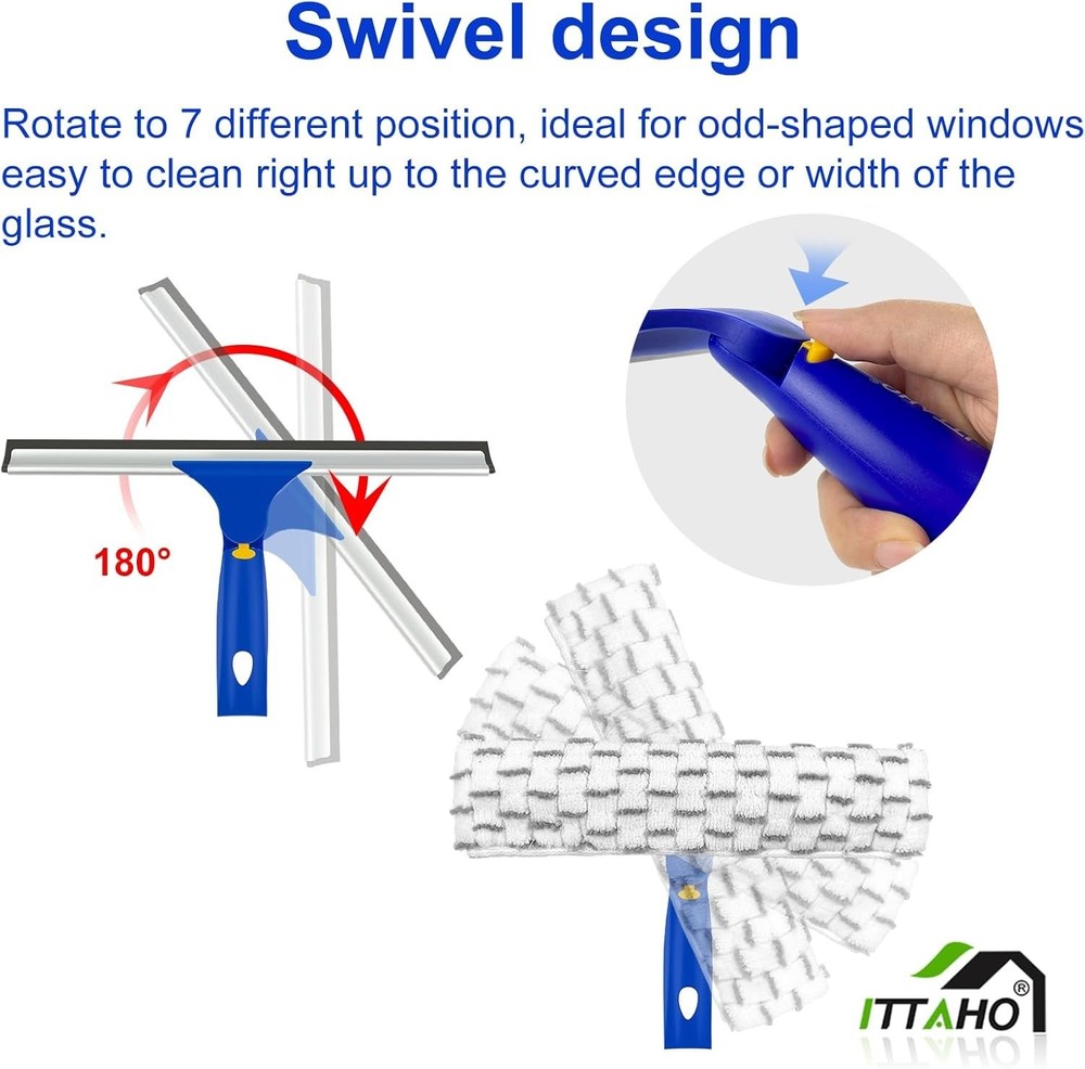 Extendable Window Cleaner with Stainless Steel Pole