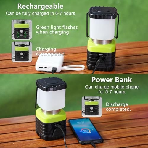 PCS 6500K White Light LED Camping Lantern Rechargeable 3 Black/white light